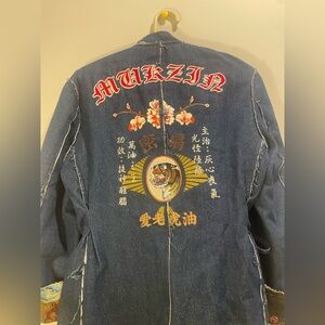 Blue Embroidered Men's Jacket